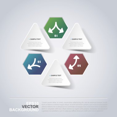 En az kağıt kesme Infographics tasarım - altıgenler ve üçgen