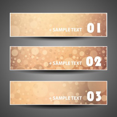 Renkli noktalar ve daireler ile üç başlık tasarım kümesi