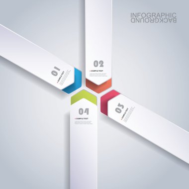 Renkli kağıt kesme Infographics tasarım - yuvarlak okları