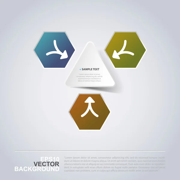 Diseño de infografías de corte de papel mínimo - Triángulo y hexágonos — Vector de stock