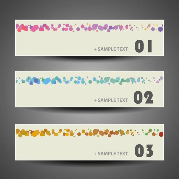 Colorful Dotted Vector Set of Three Header Designs — Stock Vector