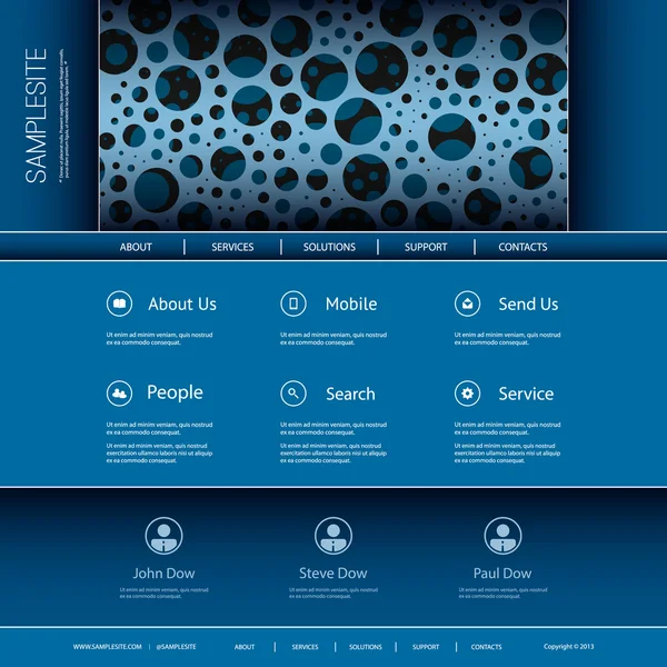 Modello di sito web con intestazione astratta Design - Blue Bubbly Pattern — Vettoriale Stock