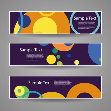 Üç başlık tasarımları ile Dots, daireler, renkli vektör Set yüzük