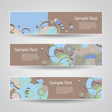 Üç başlık tasarımları ile Dots, daireler, renkli vektör Set yüzük
