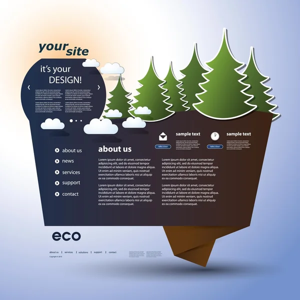 Origami Eco Sitio web — Vector de stock