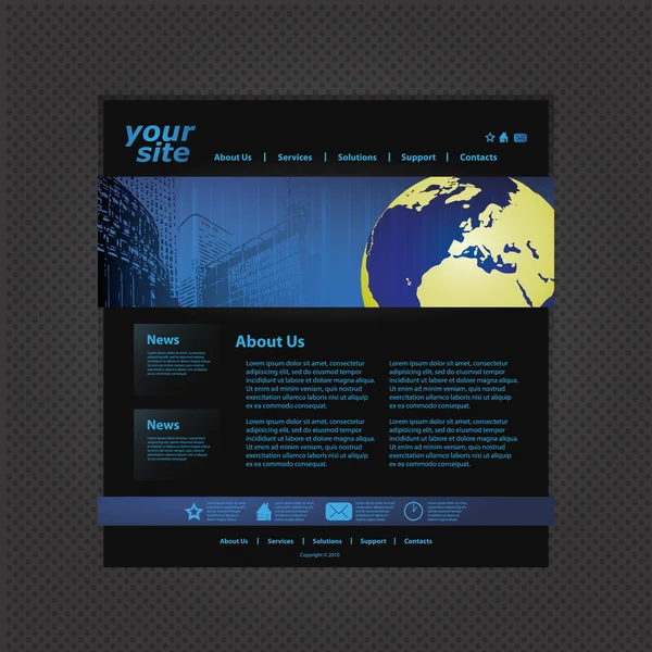 Blauwe website sjabloon — Stockvector