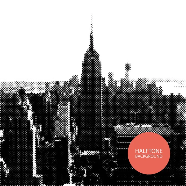 Ontwerp van de achtergrond van halftone - skyline van new york — Stockvector