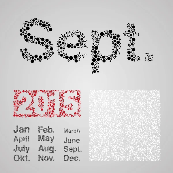 Abstract Spotted Year 2015 and Abbreviated Month Labels — Stock Vector