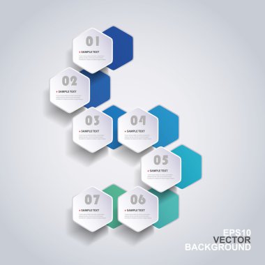 Renkli kağıt kesme Infographic tasarım - yuvarlak altıgenler