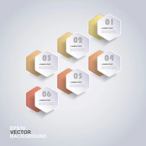 Diseño de infografías de corte de papel colorido - Hexagones redondeados — Vector de stock