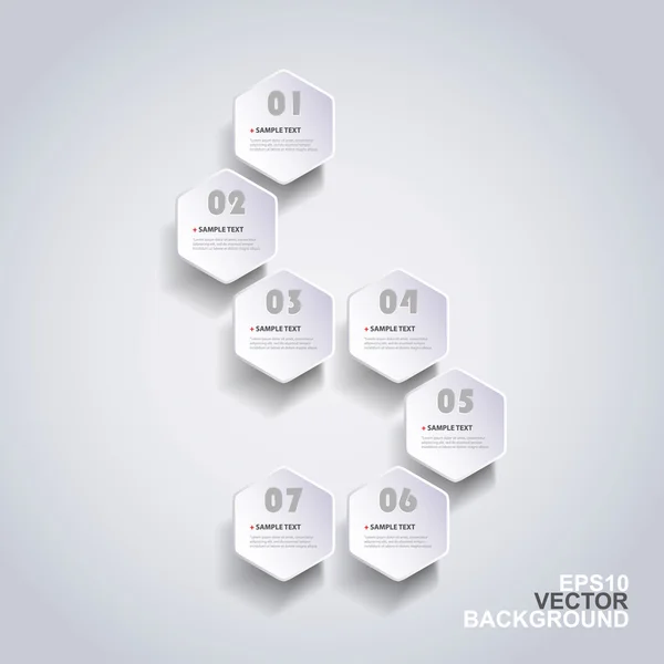 Diseño de infografía de corte de papel - hexágonos redondeados — Vector de stock