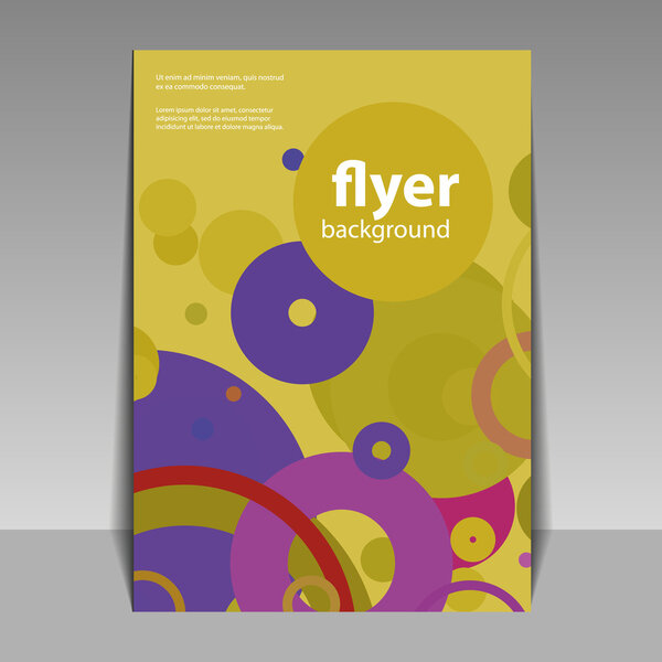 Flyer or Cover Design with Colorful Abstract Pattern - Dots, Rings, Bubbles