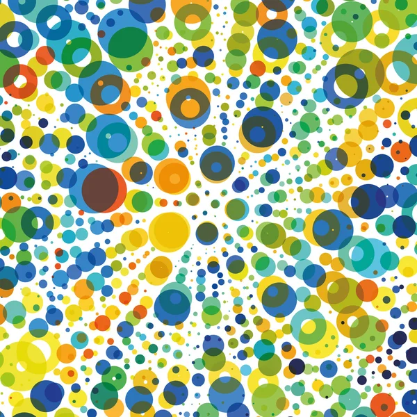 Bunte abstrakte Hintergrund mit Punkten, Ringen, Blasen — Stockvektor