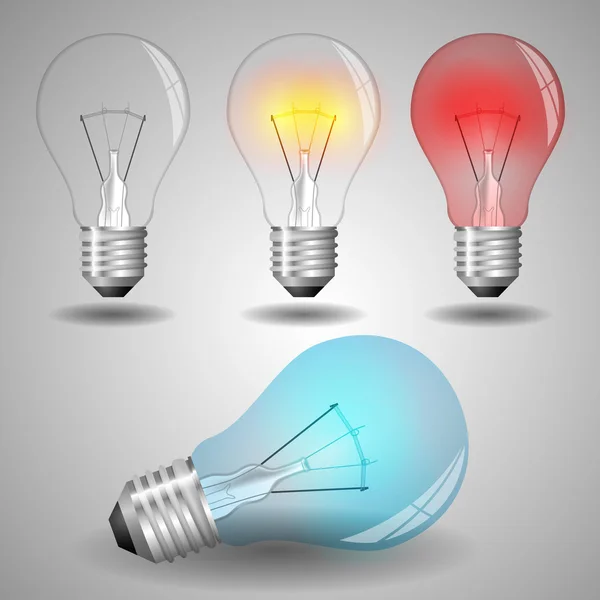 Set of Colorful Light Bulb Illustrations — Stock Vector