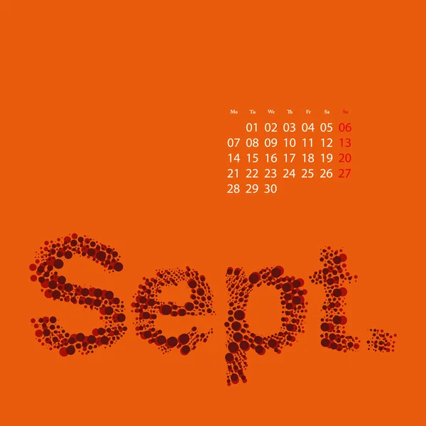 Plantilla de diseño de calendario mensual punteado abstracto en colores estacionales - septiembre 2015 — Vector de stock