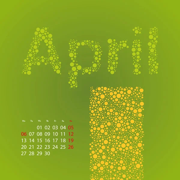 抽象的な点線カレンダー デザイン テンプレート季節の色で - 2015 年 4 月 — ストックベクタ