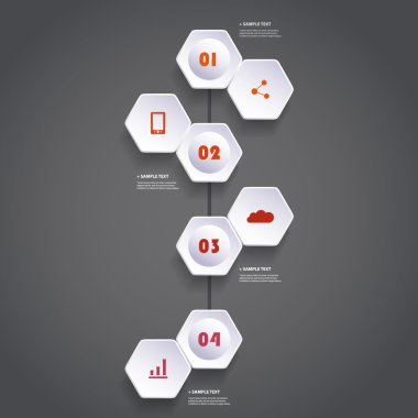 Infographic kavramı ile altıgenler - akış şeması tasarım - zaman çizelgesi