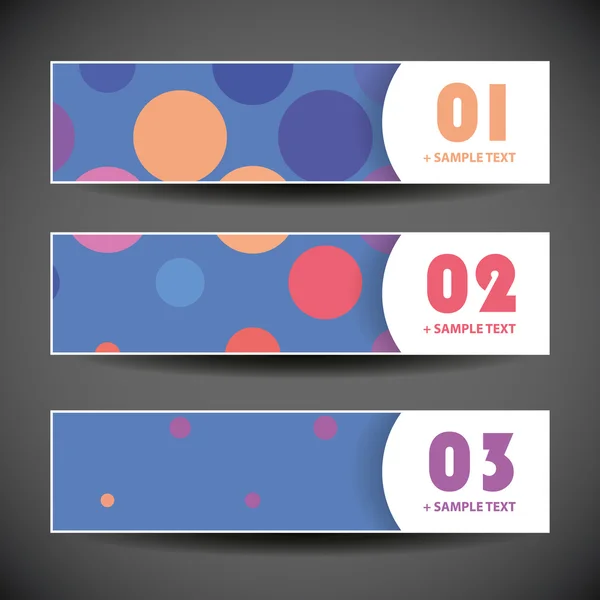 Colorful Set of Three Header Designs with Circles — Stock Vector