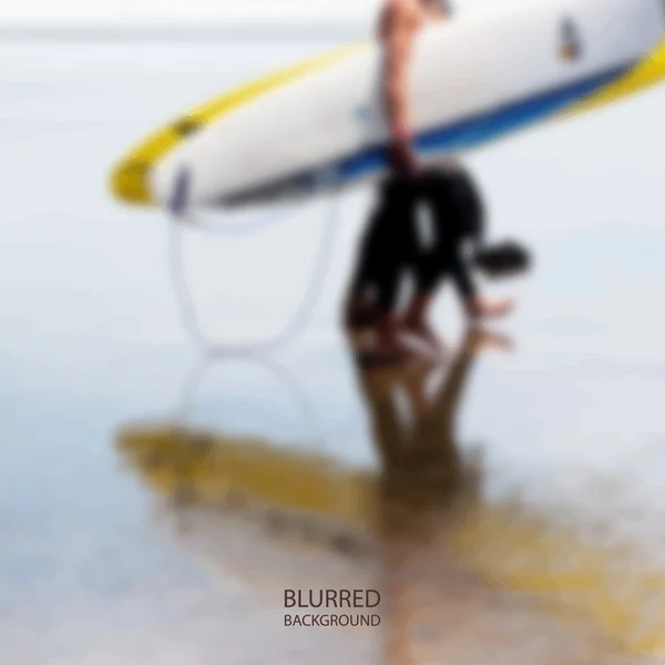 Surfeurs sur la plage - Image floue arrière-plan vecteur — Image vectorielle