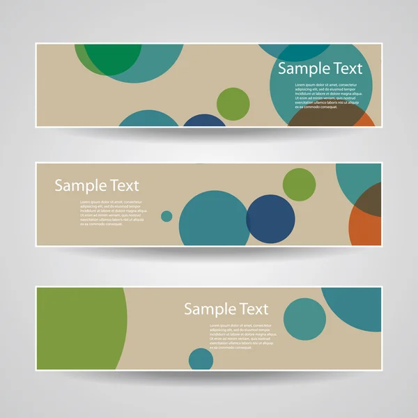 Colorful Vector Set of Three Header Designs with Dots, Circles — Stock Vector