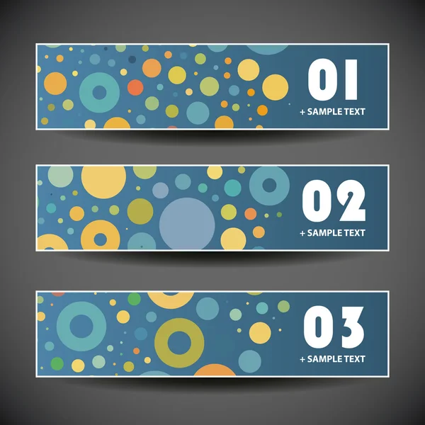 Colorful Set of Three Header Designs with Dots and Circles — Stock Vector