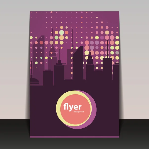 Party Flyer or Cover Design - Spotted Cityscape Silhouette — Stock Vector