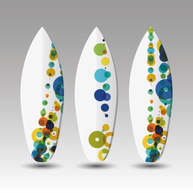 Vector Surfboards Design Template with Colorful Spotted Pattern clipart