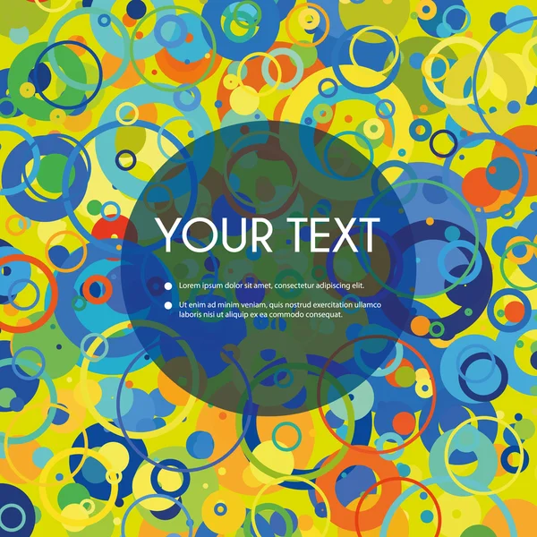 Bunte abstrakte getupfte Ringe Muster Hintergrund mit transparentem Etikett für Ihren Text — Stockvektor