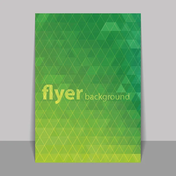 Flyer of Cover Design met driehoeken mozaïek patroon - groen en geel — Stockvector