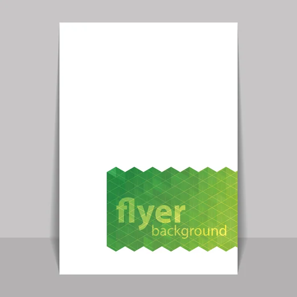 Flyer of Cover Design met driehoek mozaïek patroon - groen en geel — Stockvector