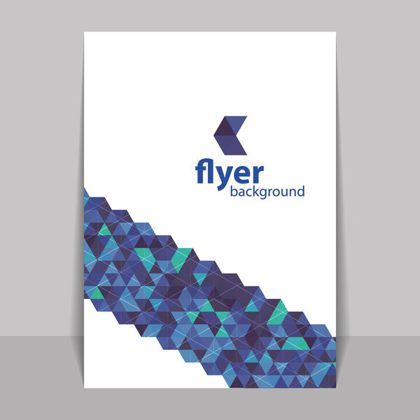 Flyer or Cover Design with Triangles Mosaic Pattern - Blue