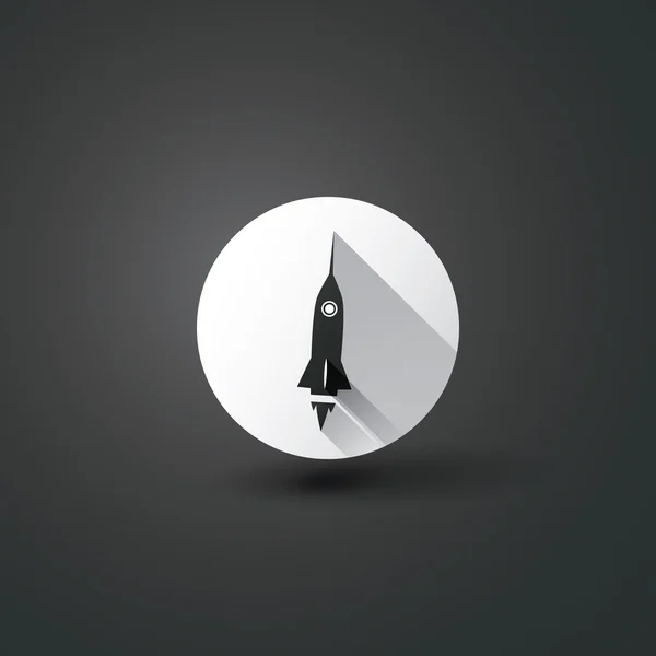 Rakete flache Ikone Design mit langem Schatten — Stockvektor