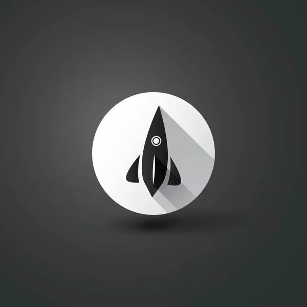 Rakete flache Ikone Design mit langem Schatten — Stockvektor