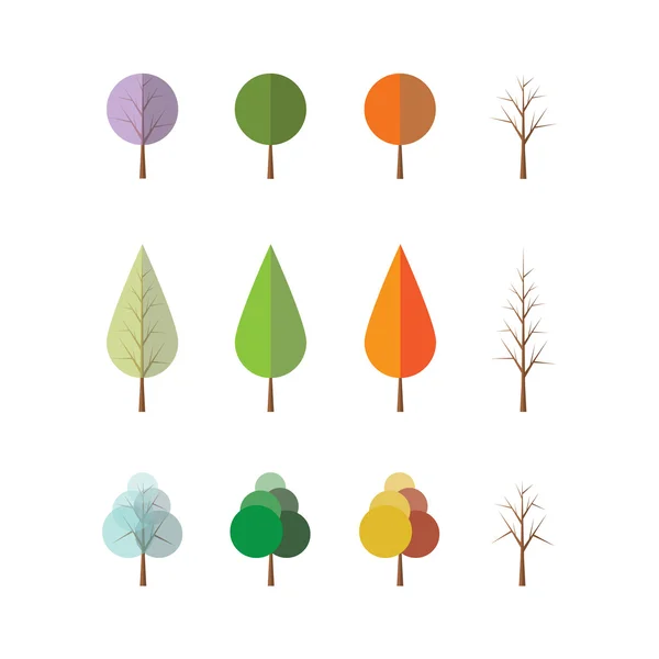 Four Seasons - Different Tree Designs — Stock Vector