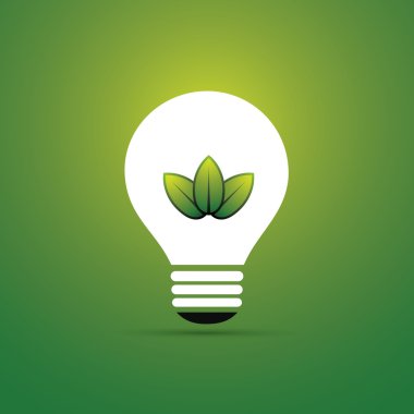 Yeşil Eko enerji kavramı simge - yaprakları bir ampul içinde