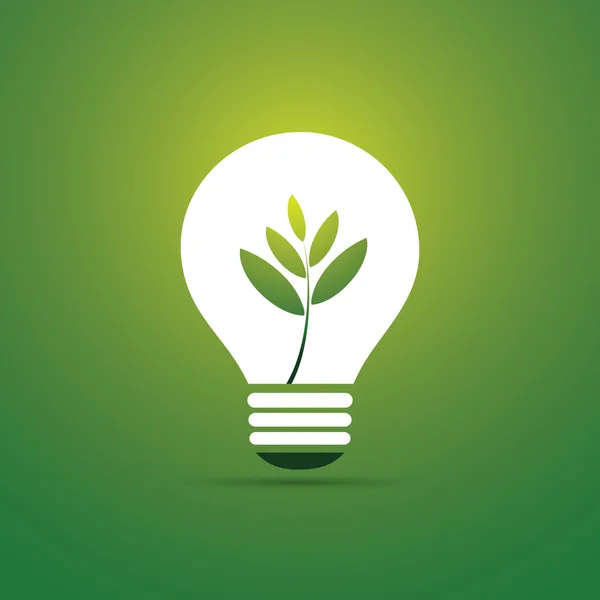 Green Eco Energy Concept Icon - Plant Inside a Light Bulb — Stock Vector