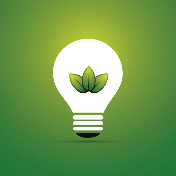 Yeşil Eko enerji kavramı simge - yaprakları bir ampul içinde — Stok Vektör