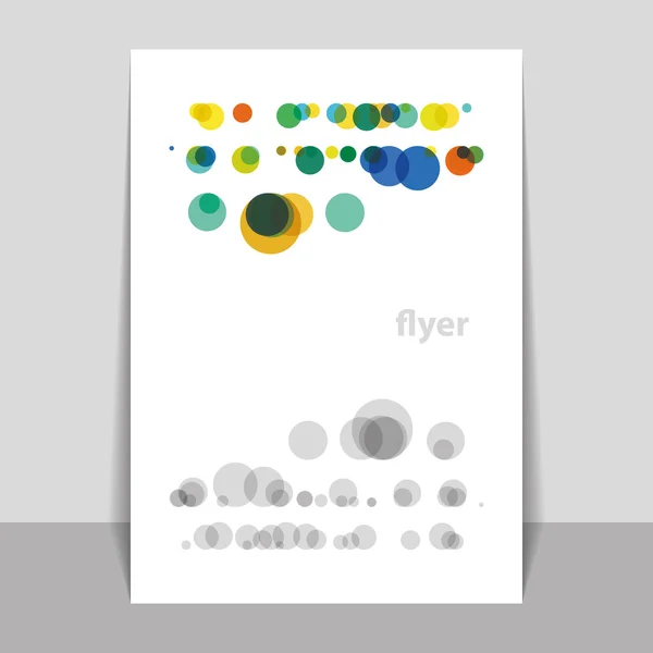 Conception de flyer ou de couverture avec points colorés, anneaux, bulles — Image vectorielle