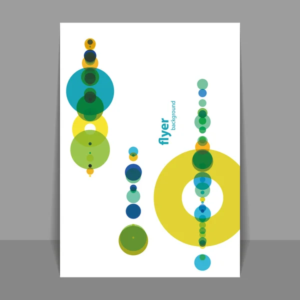 Conception de flyer ou de couverture avec points colorés, anneaux, bulles — Image vectorielle
