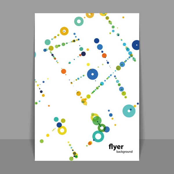 Flyer oder Cover-Design mit bunten Punkten, Ringen, Blasen — Stockvektor