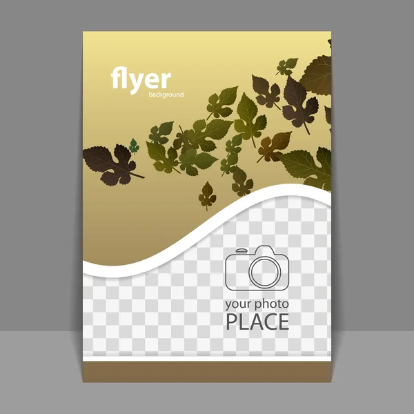 Flyer or Cover Design with Place for Your Photo - Autumn Leaves - Stok Vektor