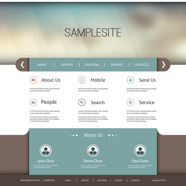 Website Template with Abstract Blurred Header Design — Stock Vector