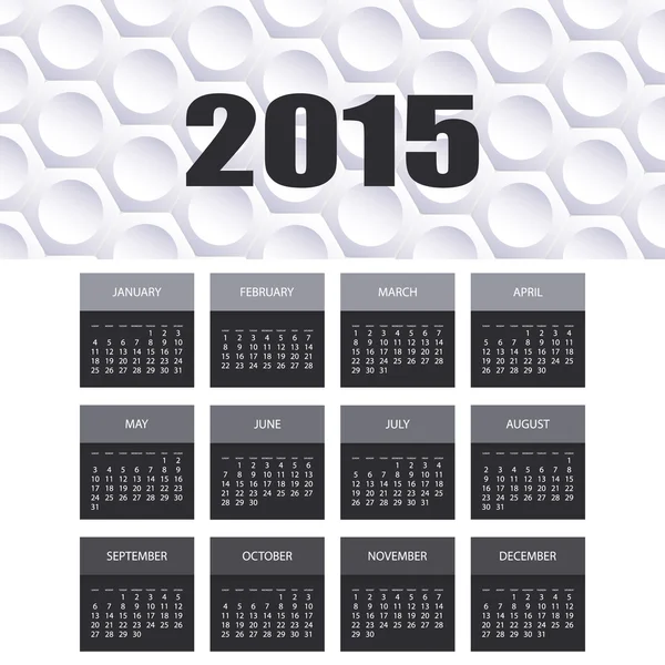 Calendar 2015 Template with Hexagonal Mosaic Pattern — Stock Vector