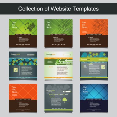 İş - farklı desenler ve başlık tasarımları ile dokuz güzel ve basit bir tasarım şablonları için Web sitesi şablonları koleksiyonu