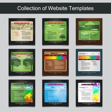 Senin iş - dokuz güzel ve basit bir tasarım şablonları farklı desen ve başlık tasarımları ile - doğa, ağaç, kabarcıklar için Web sitesi şablonları koleksiyonu