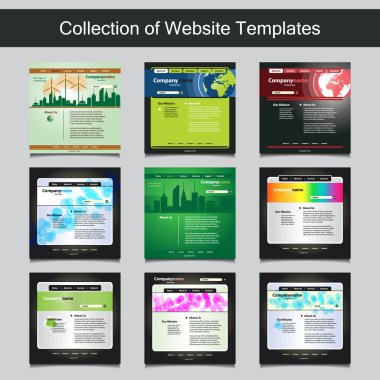 İş - dokuz güzel ve basit bir tasarım şablonları farklı desen ve başlık tasarımları ile - yeşil, çevre, iş için Web sitesi şablonları koleksiyonu