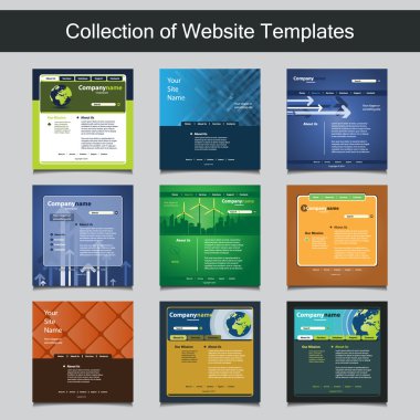 İş - dokuz güzel ve basit bir tasarım şablonları farklı desen ve başlık tasarımları ile - yeşil, çevre, iş için Web sitesi şablonları koleksiyonu