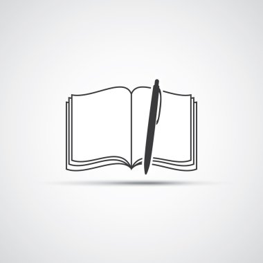 Boş kitap veya Not defteri simgesi tasarım kalem ile