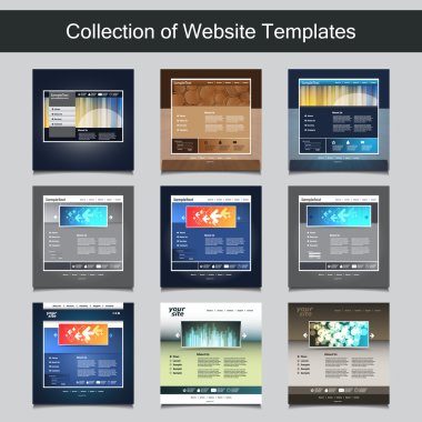 İş - farklı desenler ve başlık tasarımları ile dokuz güzel ve basit bir tasarım şablonları için Web sitesi şablonları koleksiyonu