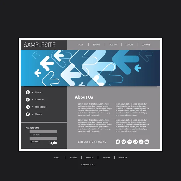 Website sjabloon met pijlen Header Design - businessconcept — Stockvector